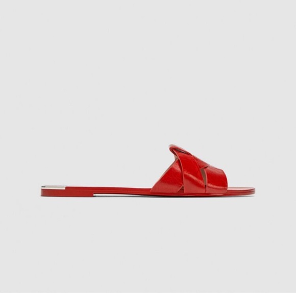 Zara Womens’ Red Leather Sandals Size 8